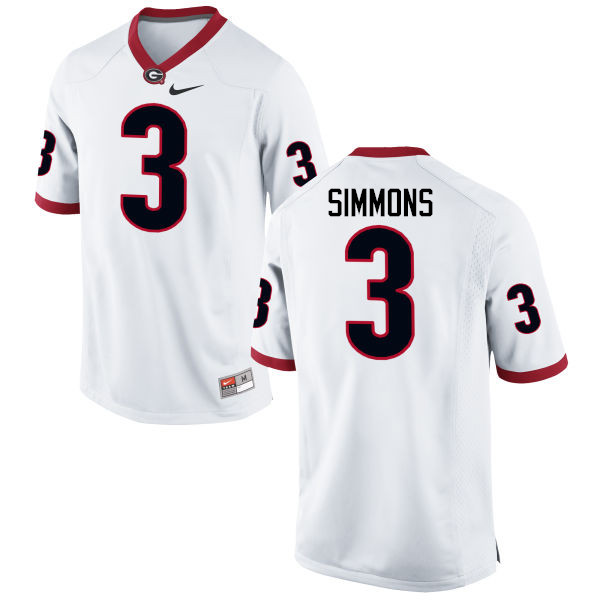 Men Georgia Bulldogs #3 Tyler Simmons College Football Jerseys-White